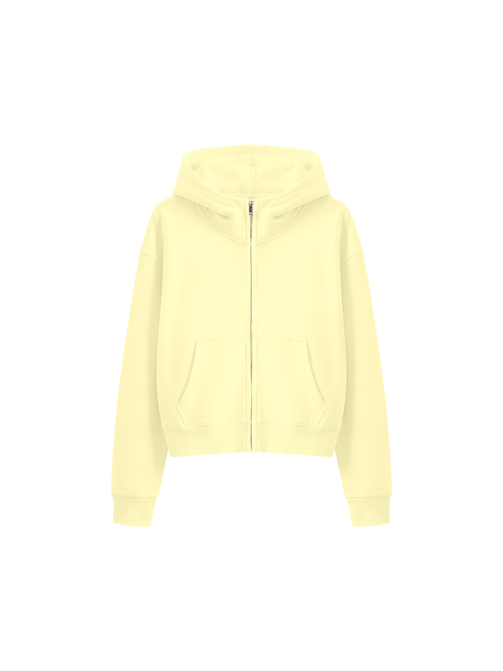 Women’s Cropped Full-Zip Hoodie light yellow front view