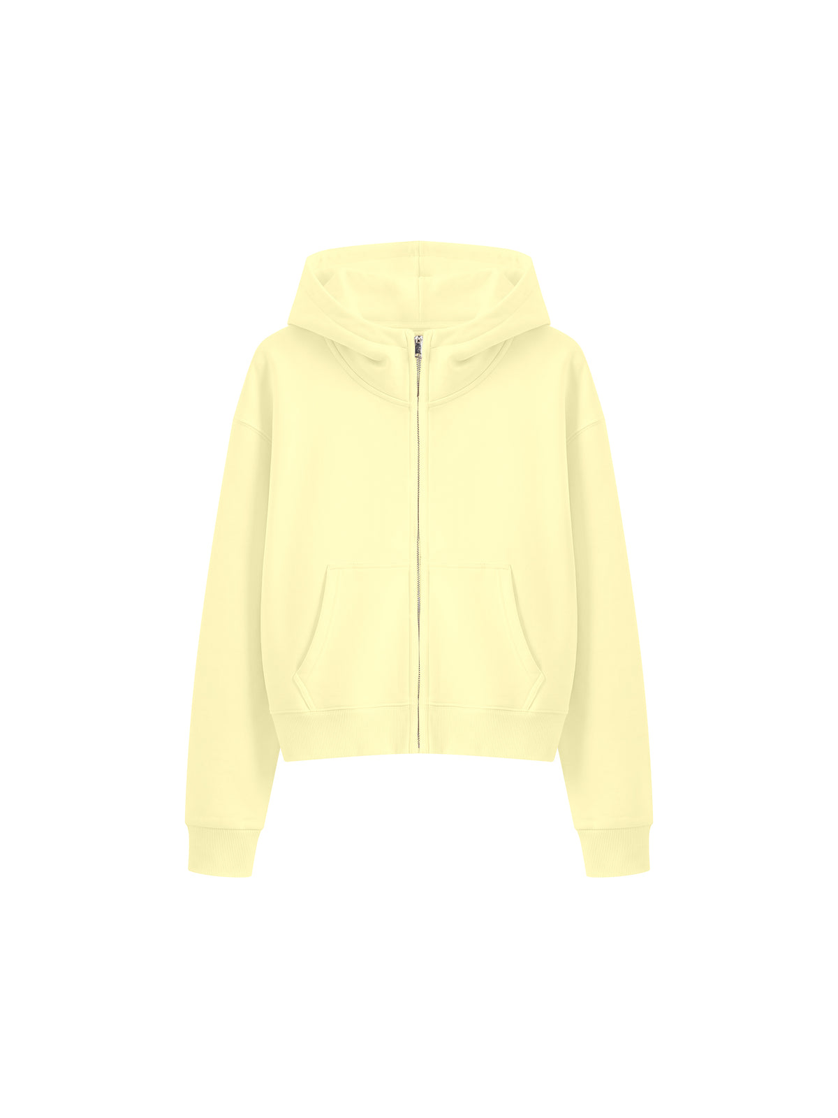 Women’s Cropped Full-Zip Hoodie light yellow front view