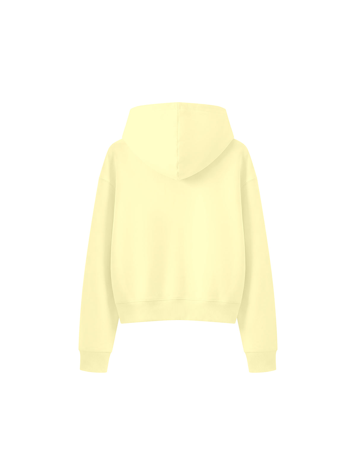 Women’s Cropped Full-Zip Hoodie light yellow back view