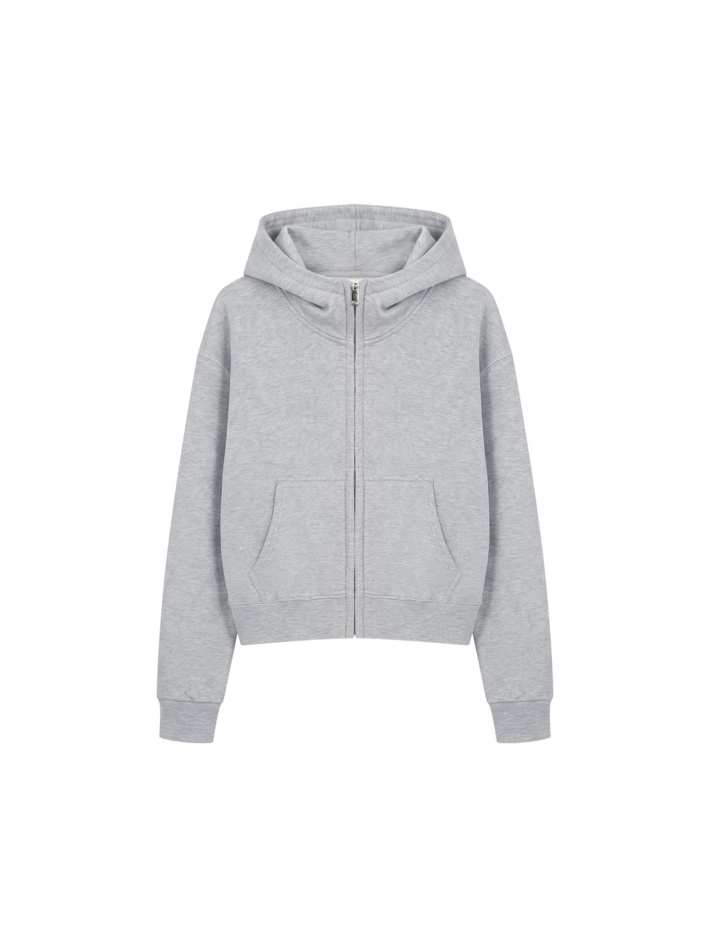 Women’s Cropped Full-Zip Hoodie flower gray front view