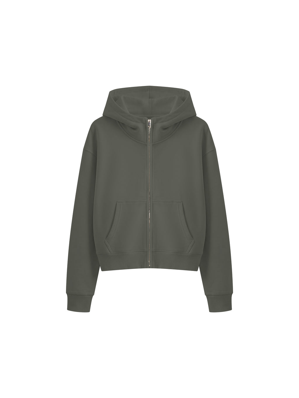 Women’s Cropped Full-Zip Hoodie dark gray front view