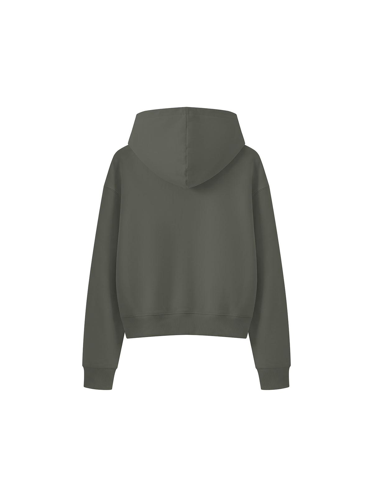 Women’s Cropped Full-Zip Hoodie dark gray back view