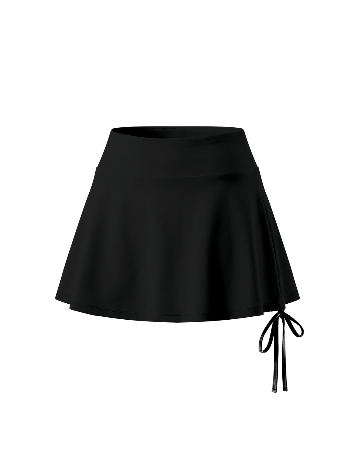 Women’s Drawstring A-Line Yoga Skort black front view