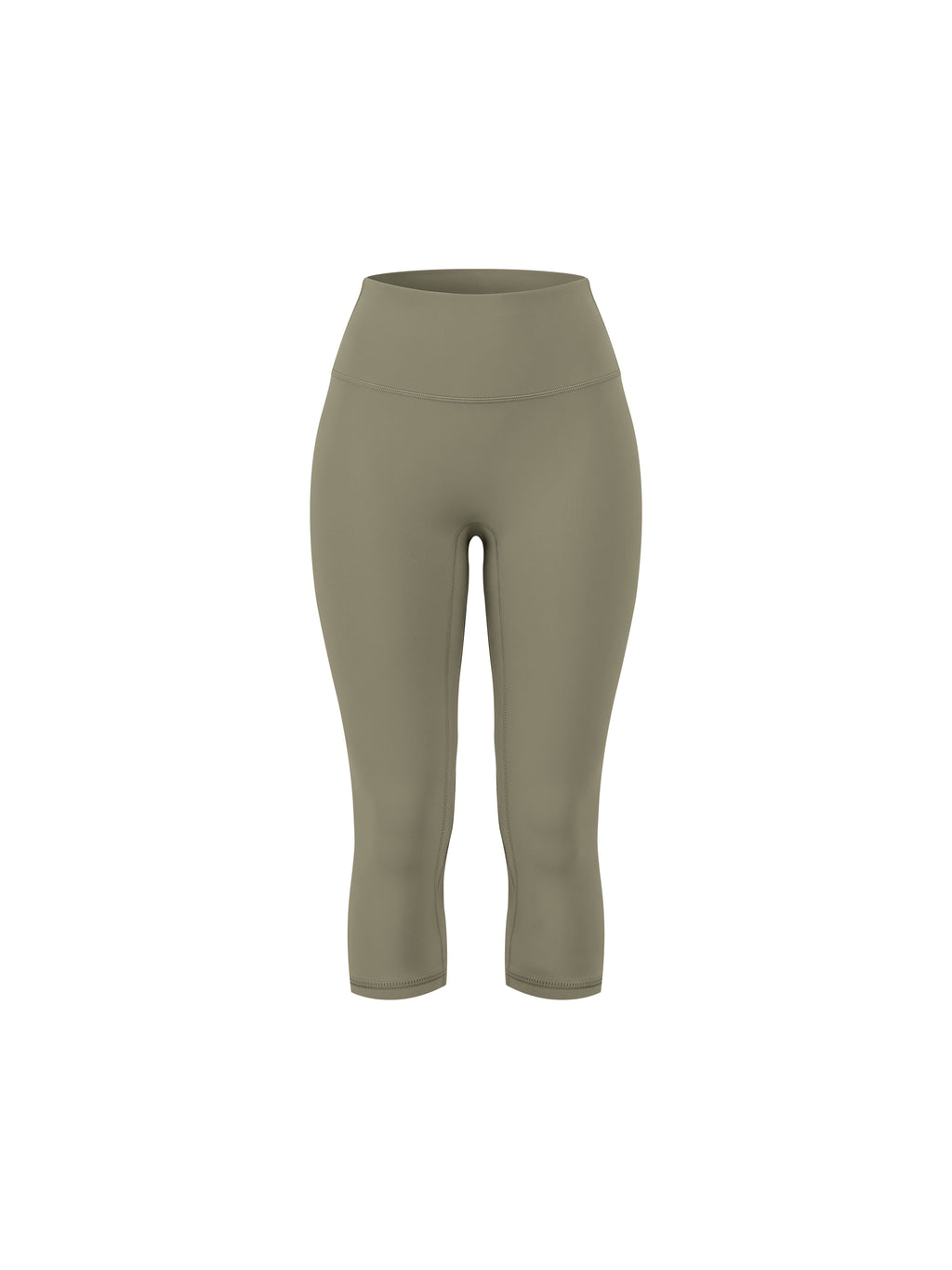 Women's High Waisted Yoga Capri Leggings - Grey Green front