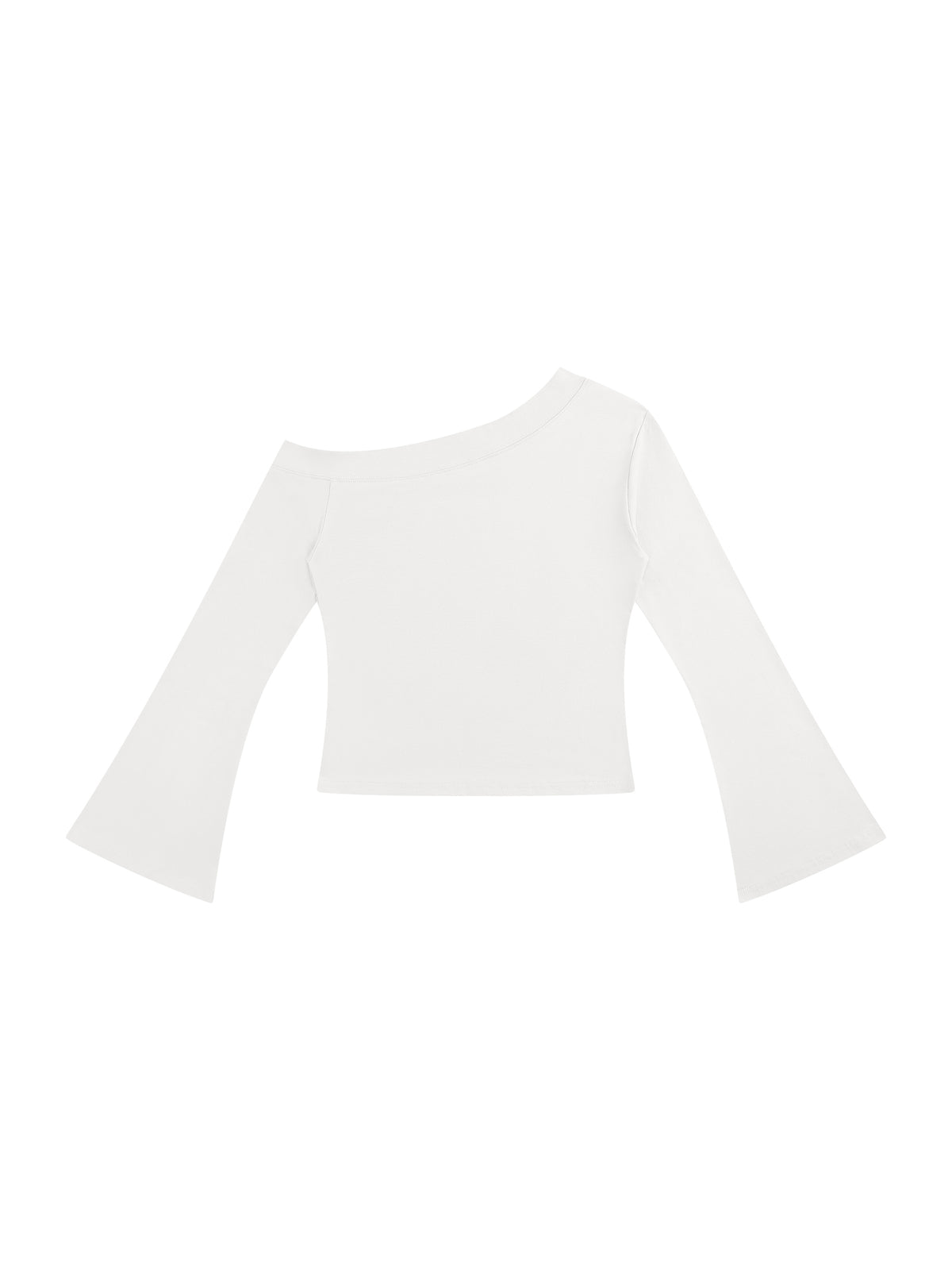 Women’s Off-Shoulder Bell Sleeve T-Shirt white back view