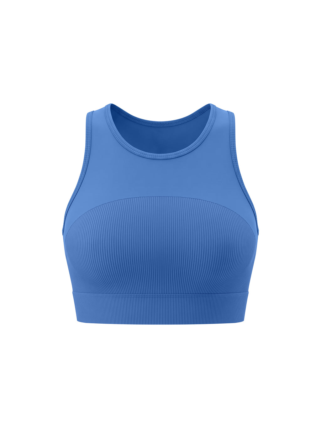 Women’s Panelled Crop Yoga Tank Top - Colorful Blue front