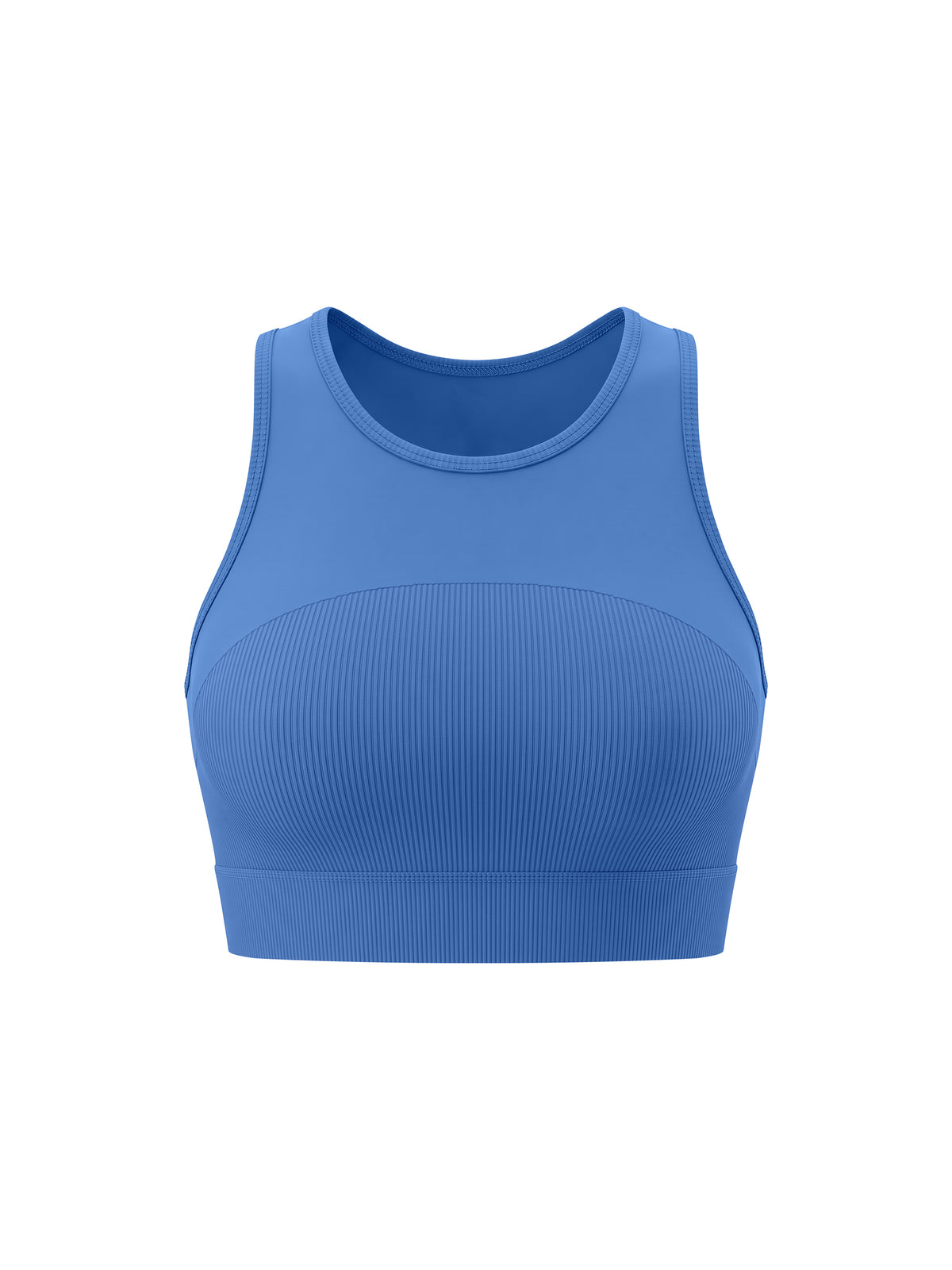 Women’s Panelled Crop Yoga Tank Top - Colorful Blue front