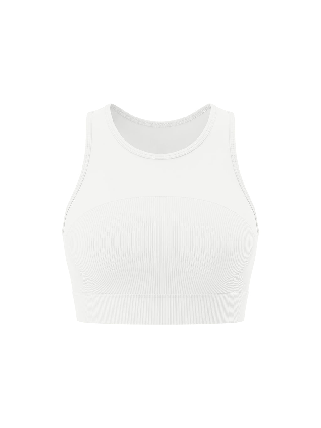 Women’s Panelled Crop Yoga Tank Top - White front
