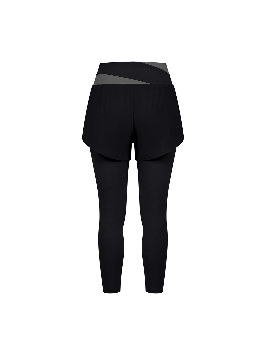 Women’s Panelled High-Waisted Yoga Leggings black with dark gray back view