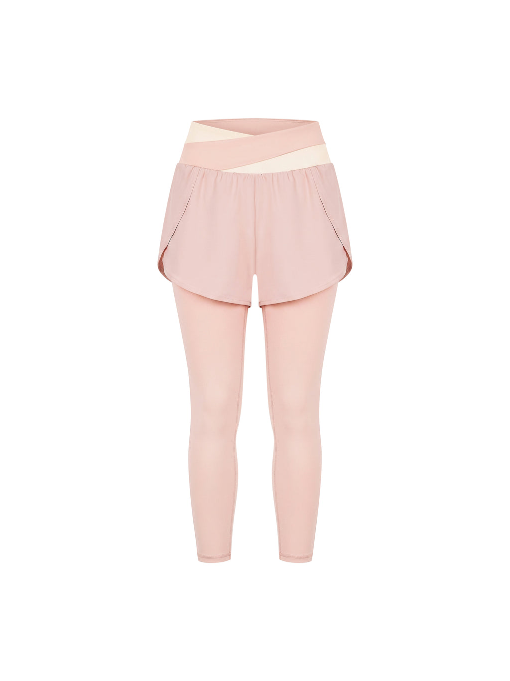 Women’s Panelled High-Waisted Yoga Leggings light pink with apricot front view
