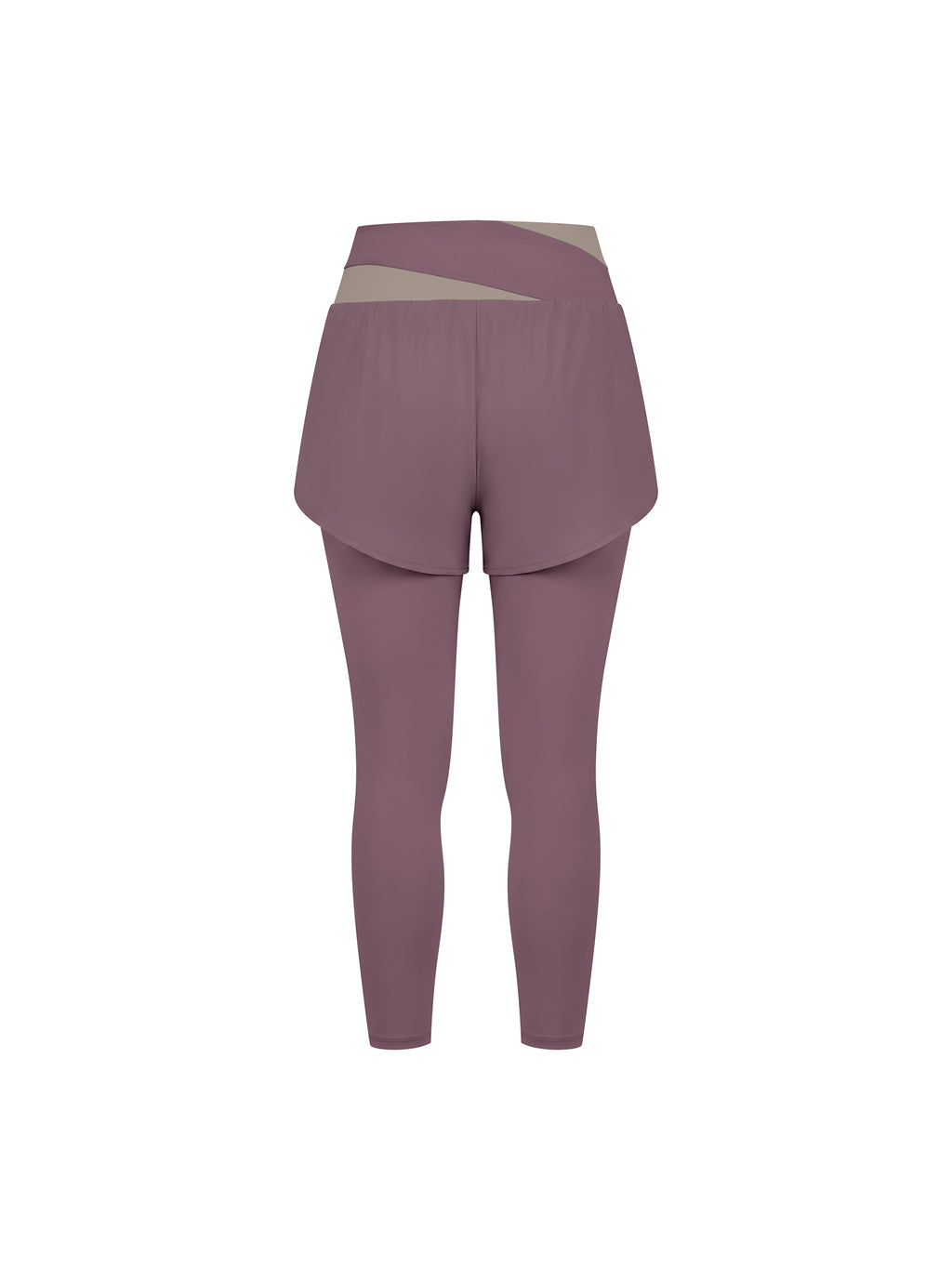 Women’s Panelled High-Waisted Yoga Leggings misty purple with gray purple back view