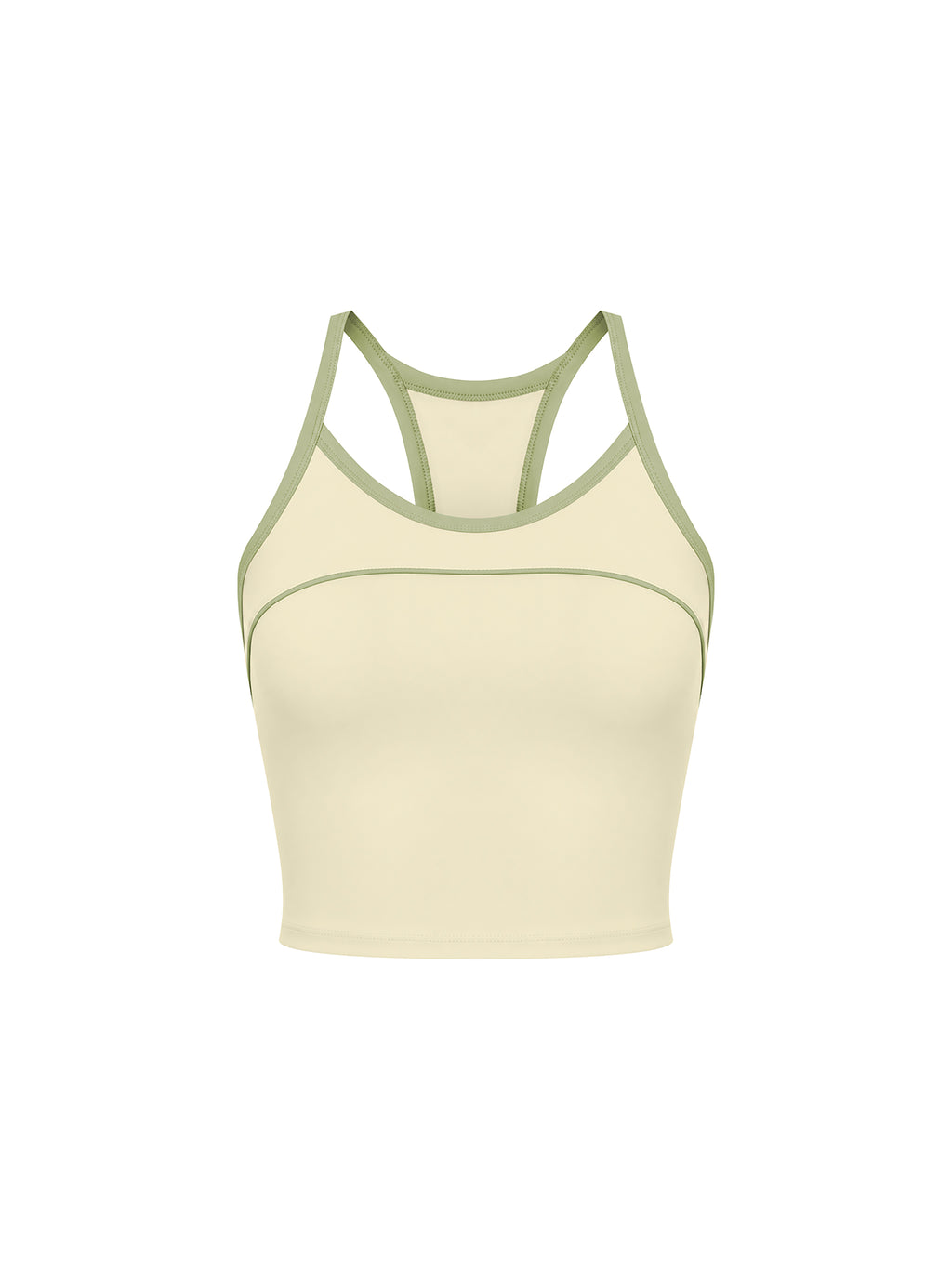 Women’s Piping Yoga Tank Top sage green front view