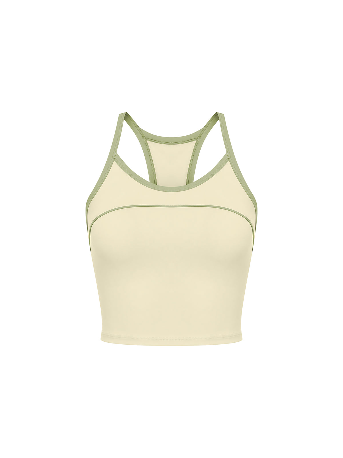 Women’s Piping Yoga Tank Top sage green front view