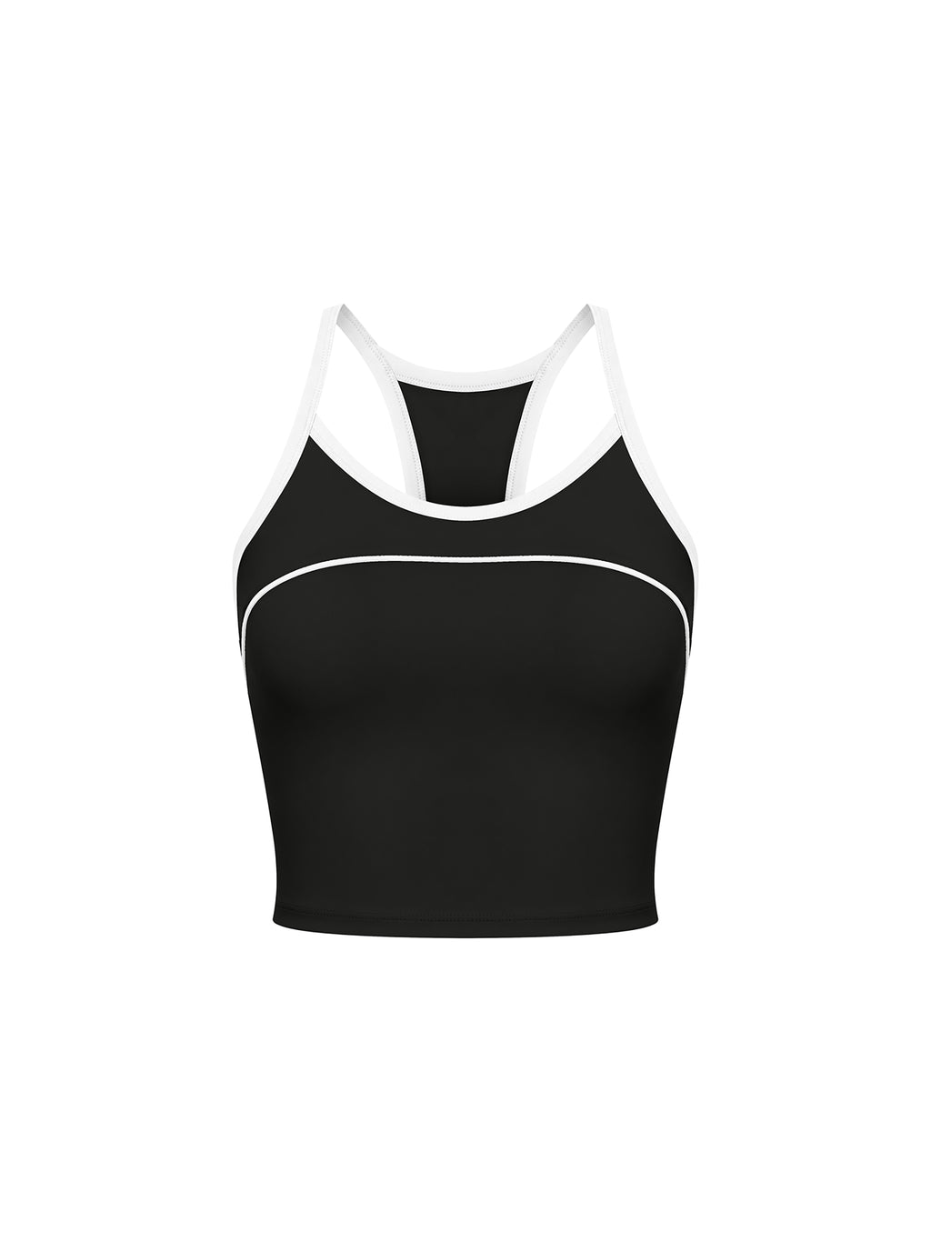 Women’s Piping Yoga Tank Top black front view