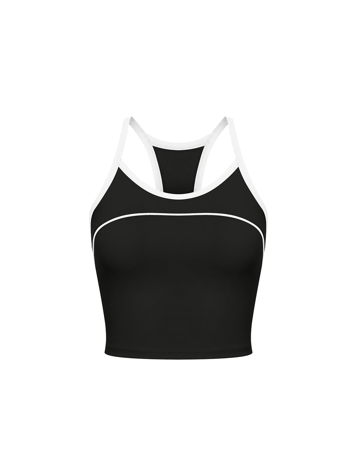 Women’s Piping Yoga Tank Top black front view