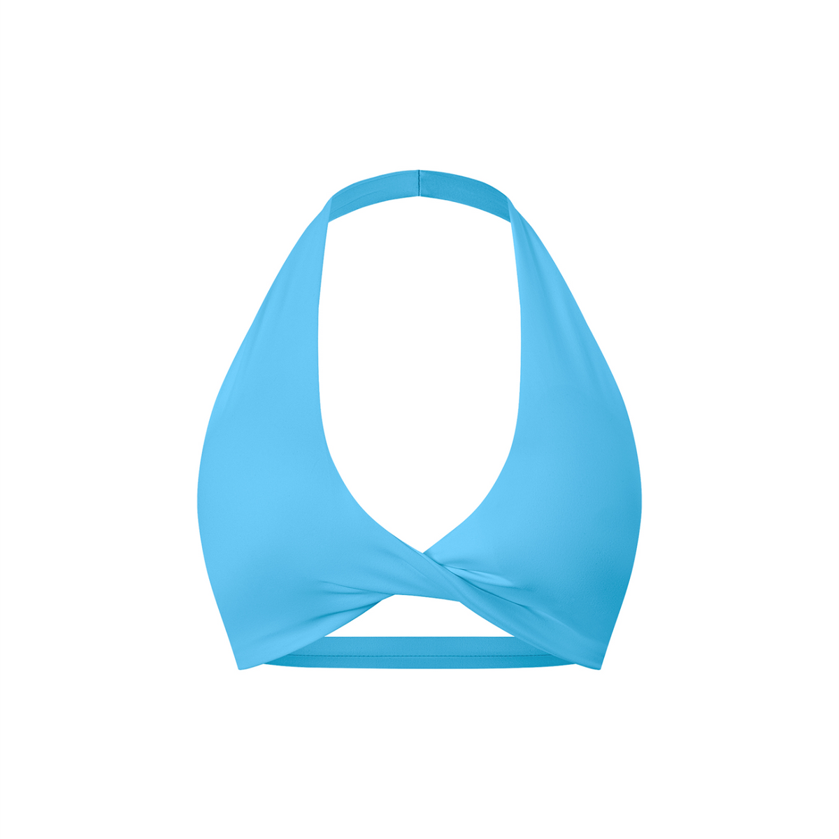 Blue Women’s Pleated Halter Sports Bra V2 – front mockup
