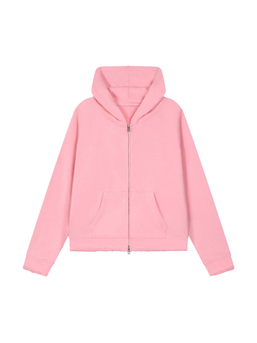 Women’s Raw Edge Full Zip Hoodie pink front view