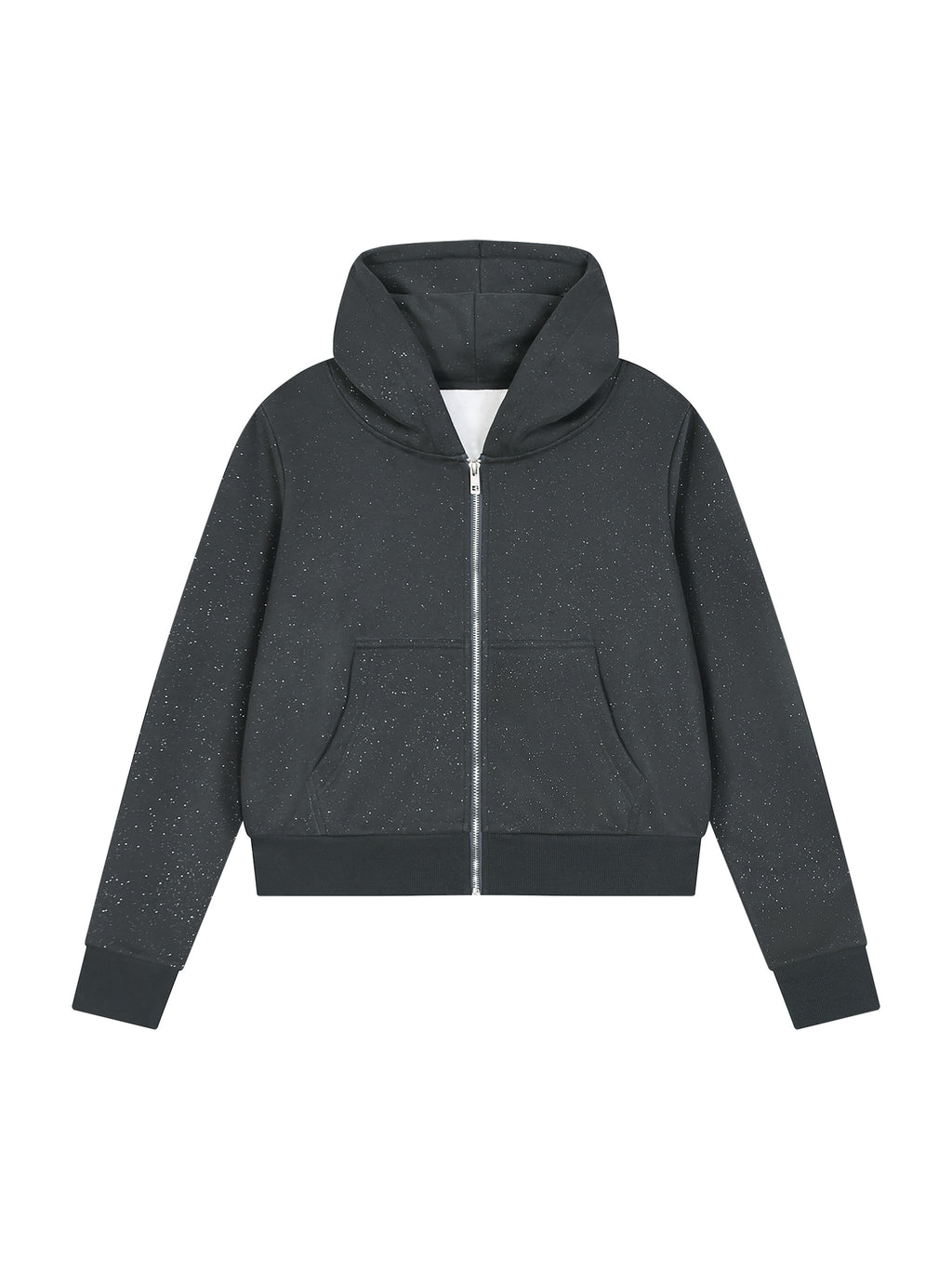 Women’s Sparkles Fleece Full Zip Hoodie dark gray front view