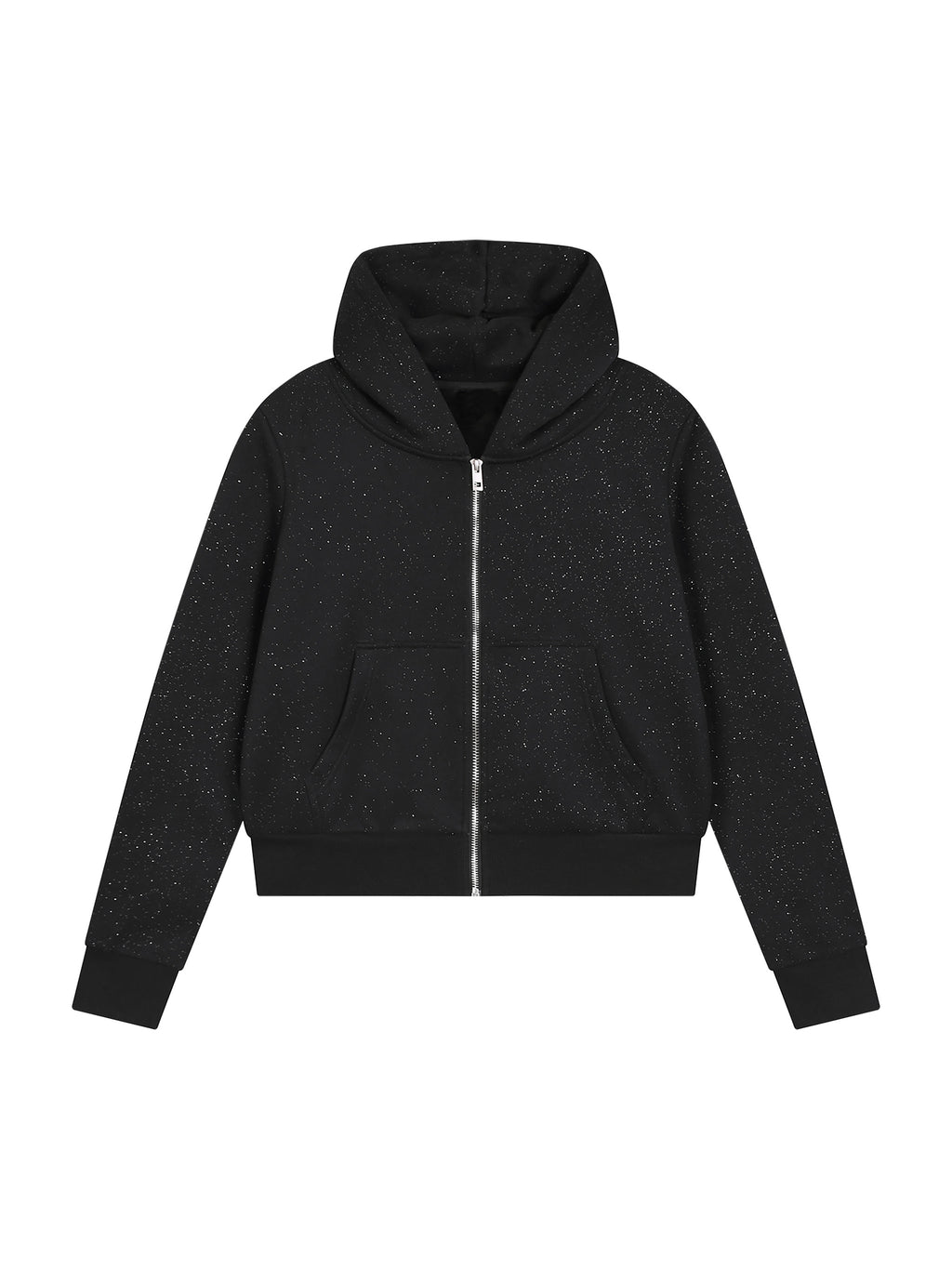 Women’s Sparkles Fleece Full Zip Hoodie black front view