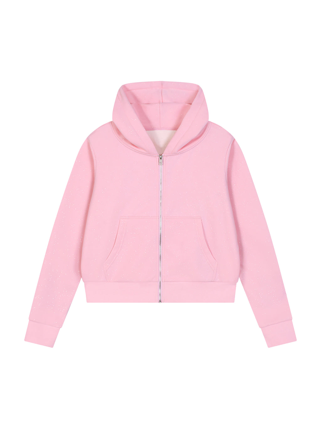 Women’s Sparkles Fleece Full Zip Hoodie pink front view