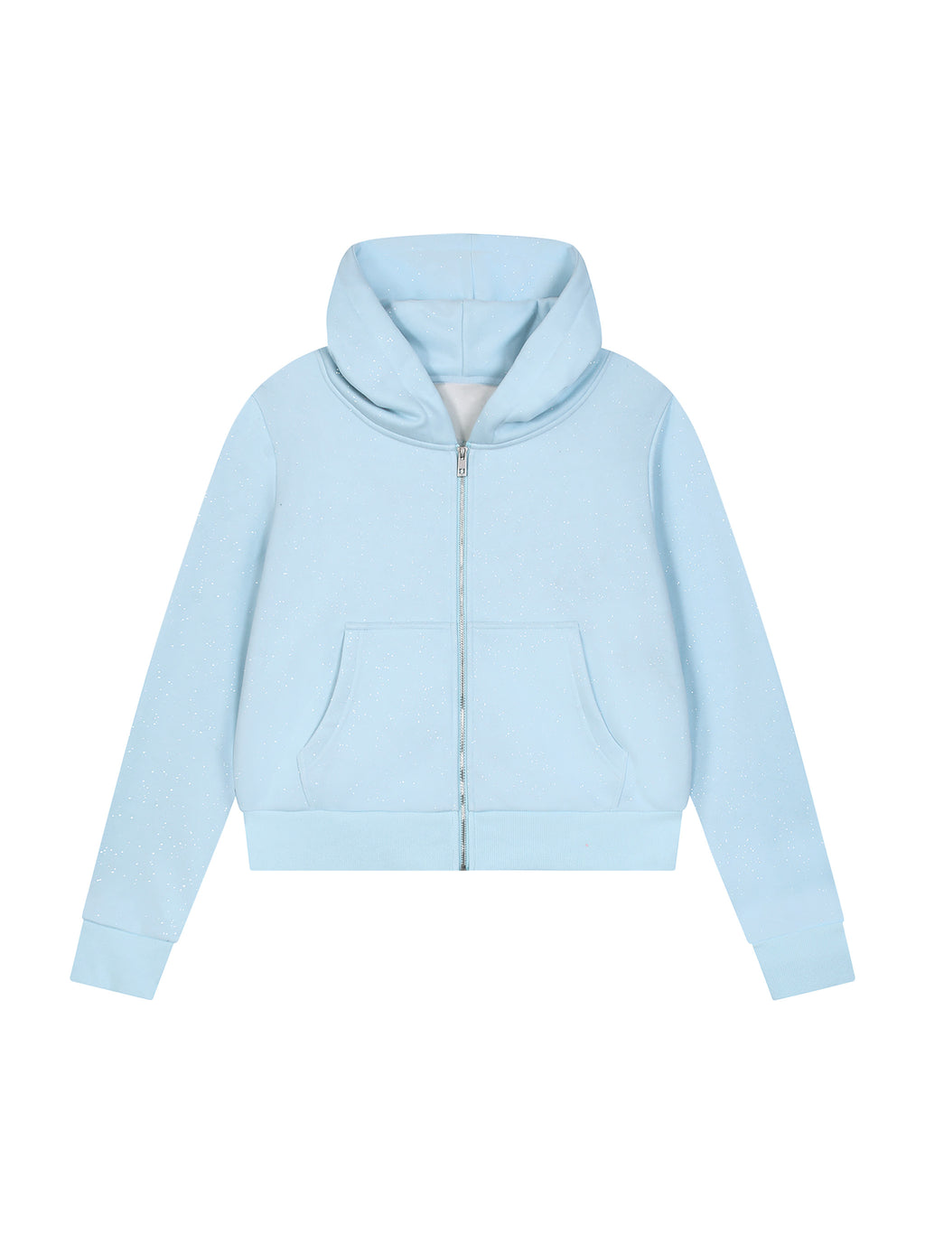 Women’s Sparkles Fleece Full Zip Hoodie sky blue front view