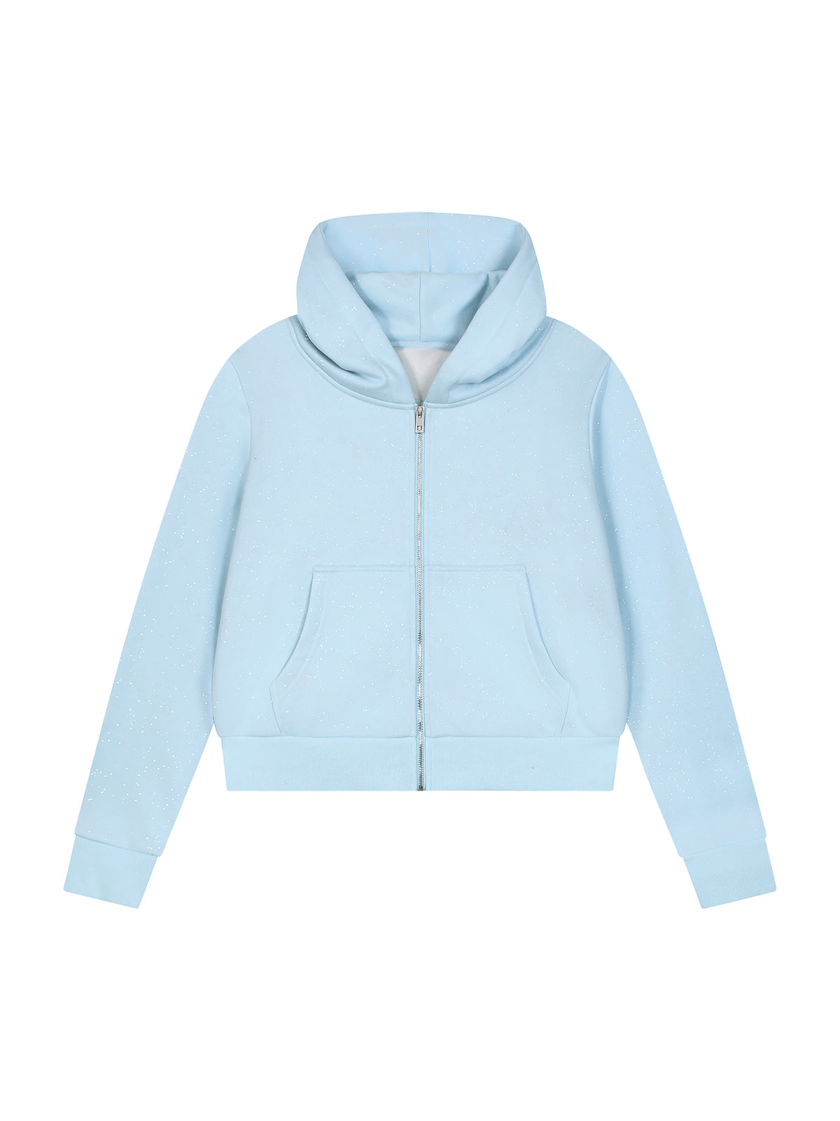 Women’s Sparkles Fleece Full Zip Hoodie sky blue front view