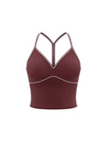 Women's Topstitch Yoga Tank Top wine red front view