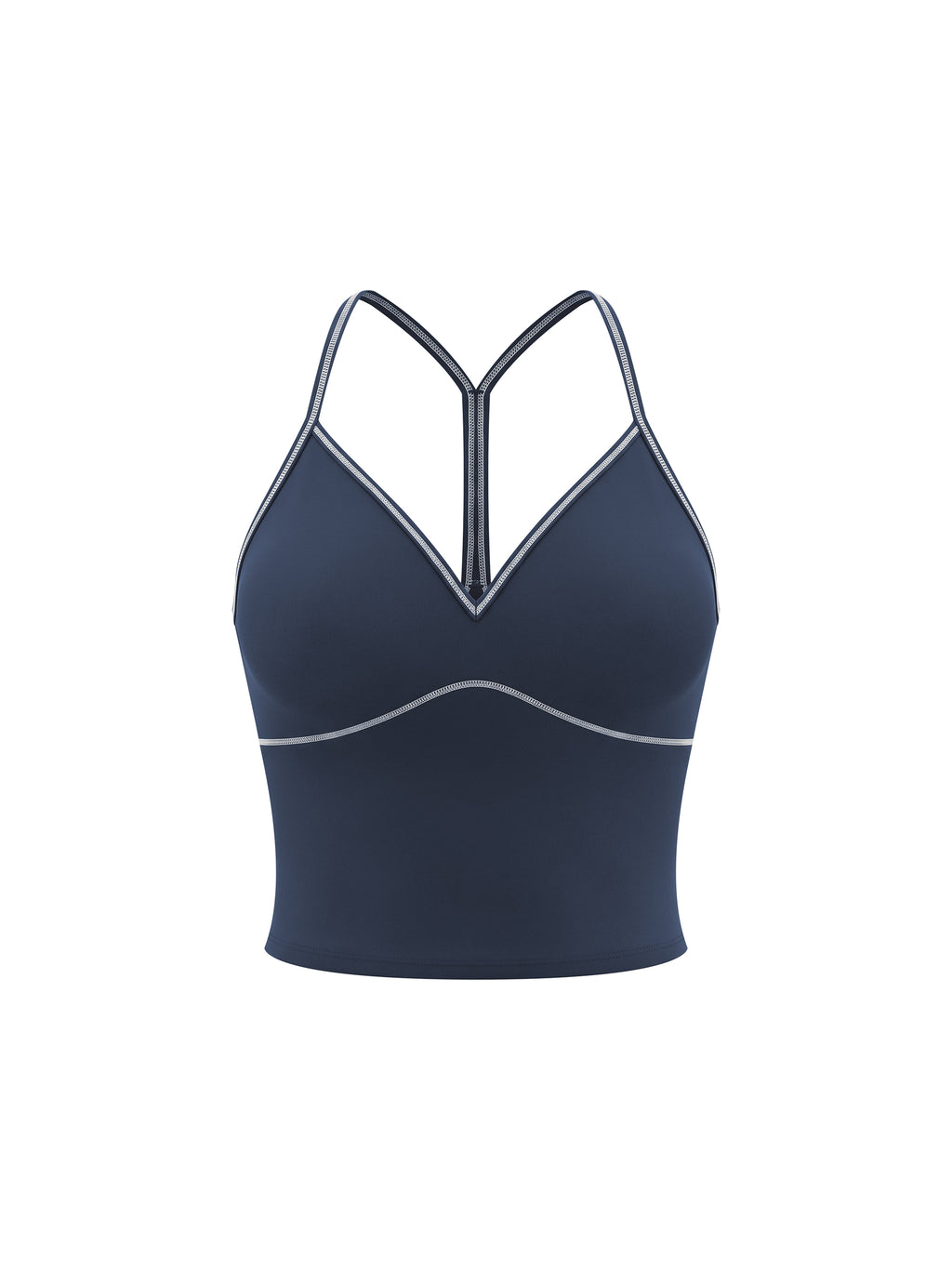 Women's Topstitch Yoga Tank Top navy blue front view
