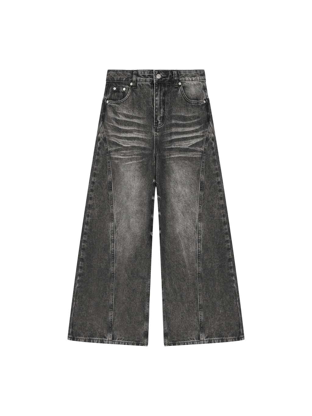 Women’s Vintage Wash Wide Leg Denim Jeans - Black front