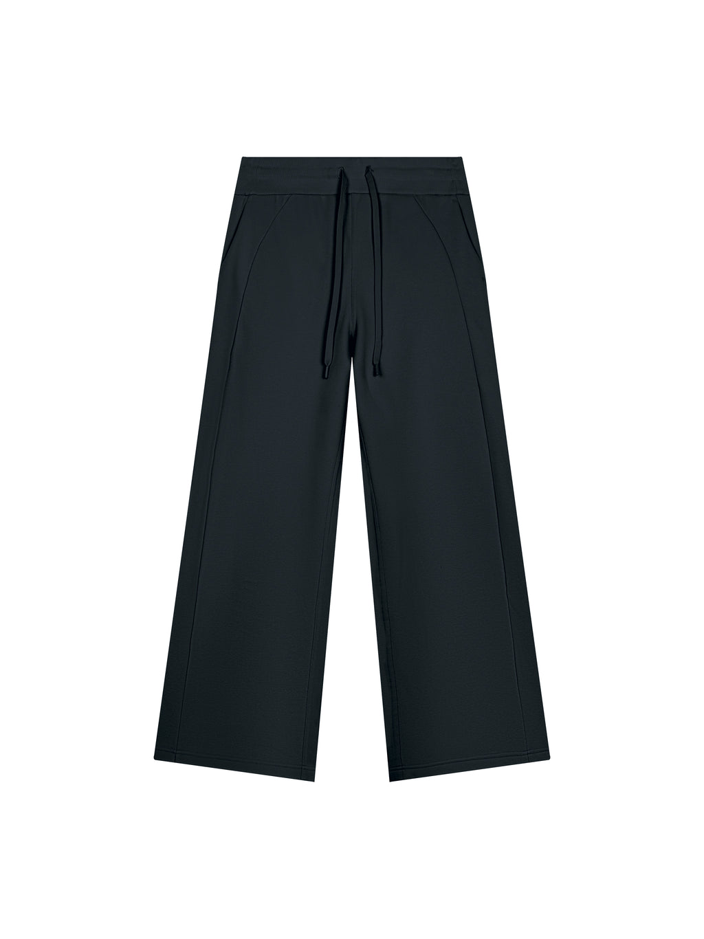 Women’s Wide Leg Fleece Sweatpants black front product view