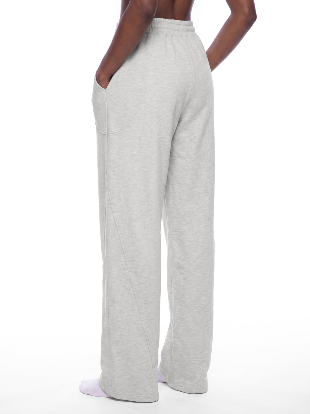 Women’s Wide Leg Sweatpants flower gray model back angle